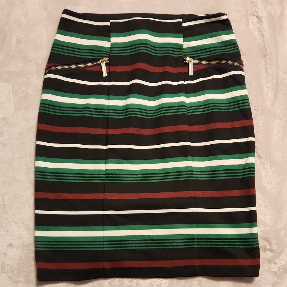 Michael Kors Striped Pencil Skirt with Zipper Detail